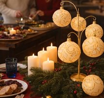 luksus julekugler i glas med glimmer detaljer